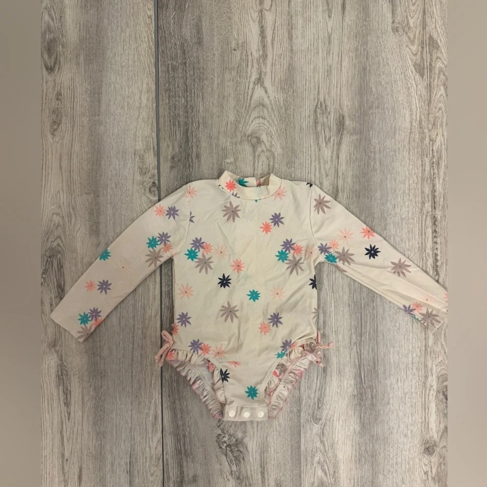 Floral Long Sleeve Kids Swimwear